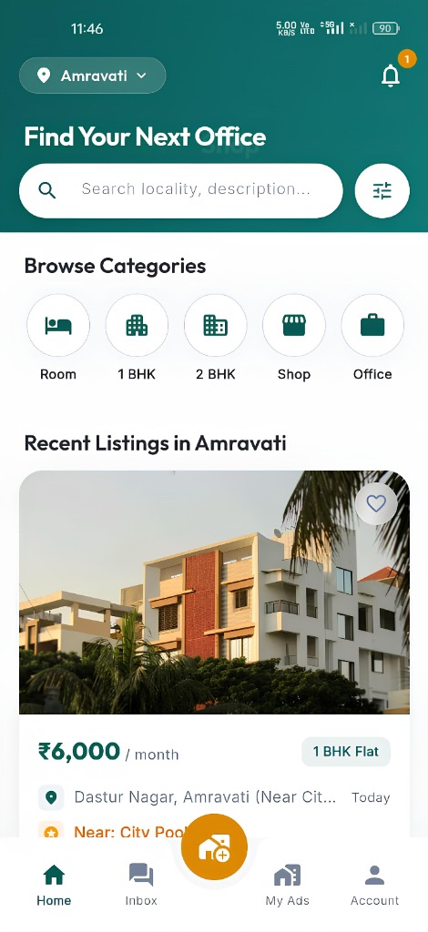 GharKhoj App Search Screen in Amravati